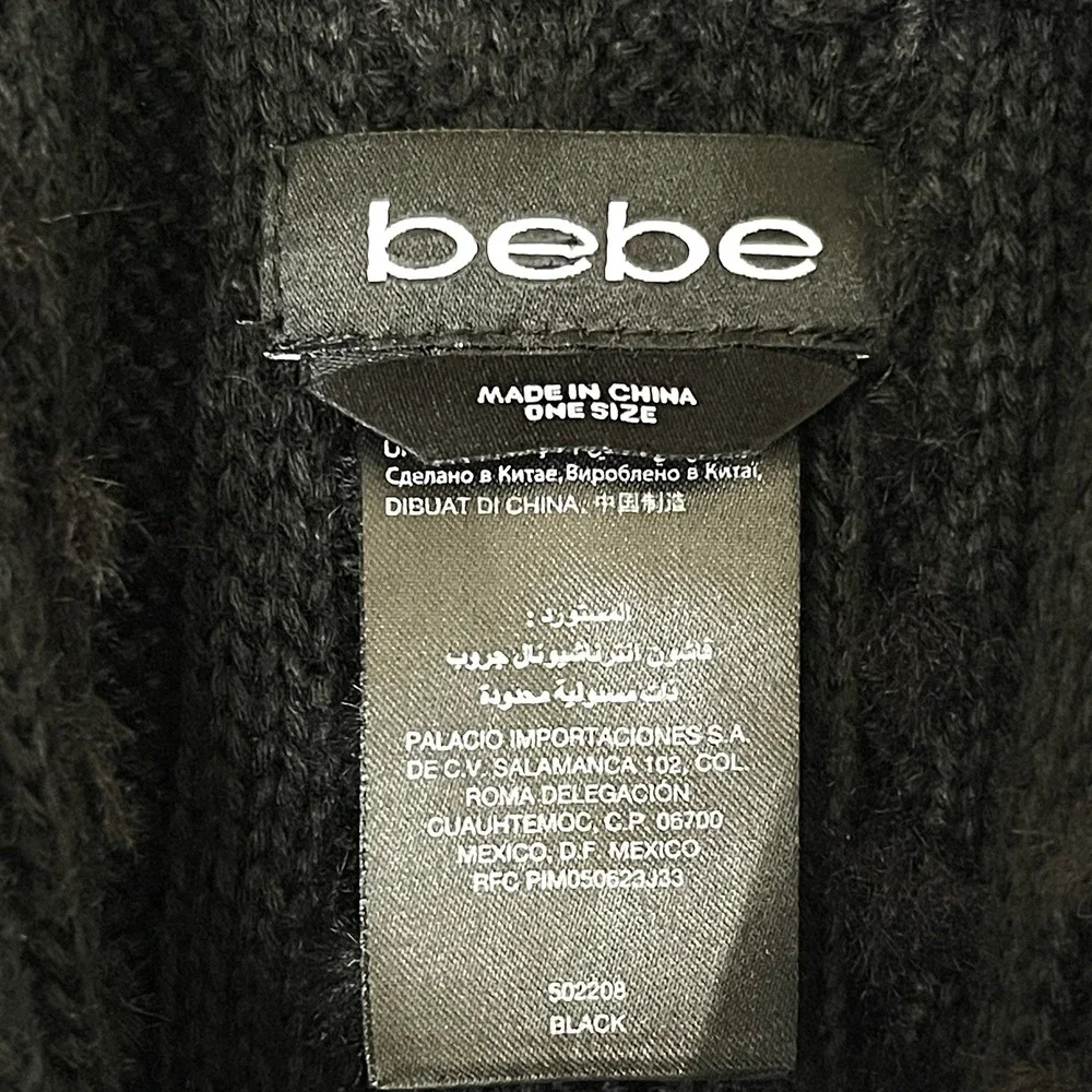 Vintage Y2K Bebe One Size‎ Faux Fur Sweater Vest Black Fringe Goth Grunge 90s